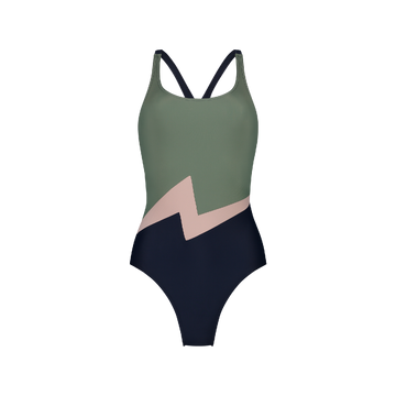 Elektra Racerback Swimsuit - Blue / Green / Pink